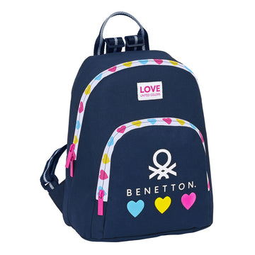 Casual backpack Benetton Love Navy blue 13 L