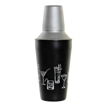 Cocktail-Shaker DKD Home Decor Schwarz Silberfarben Edelstahl Kunststoff 9,5 x 9,5 x 22 cm