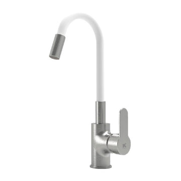 Single lever sink mixer white stainless steel brass