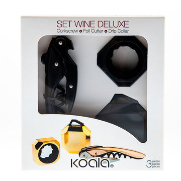 Weinzubehör-Set Koala Deluxe 3 Stücke Schwarz Metall