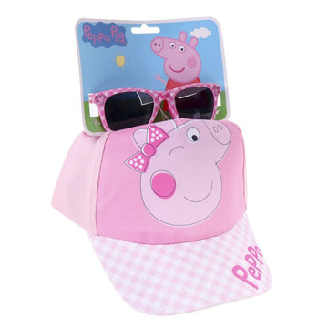 Satz Peppa Pig Sonnenbrille Kappe Rosa