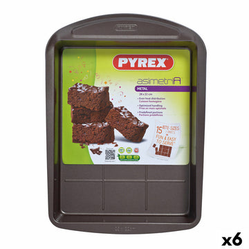 Backform Pyrex Asimetria rechteckig Schwarz 28 x 22 cm Metall (6 Stück)