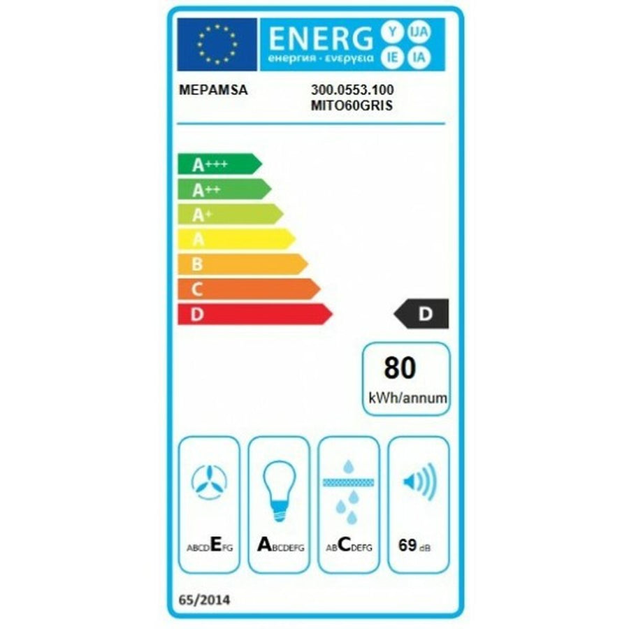 Konventioneller Rauchfang Mepamsa MITO 60 cm 490 m3/h 140 W 66 dB Grau