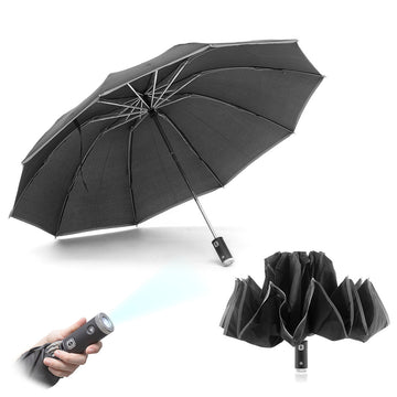 Regenschirm mit umgekehrter Faltung und mit LED Folbrella InnovaGoods Schwarz (Restauriert A)